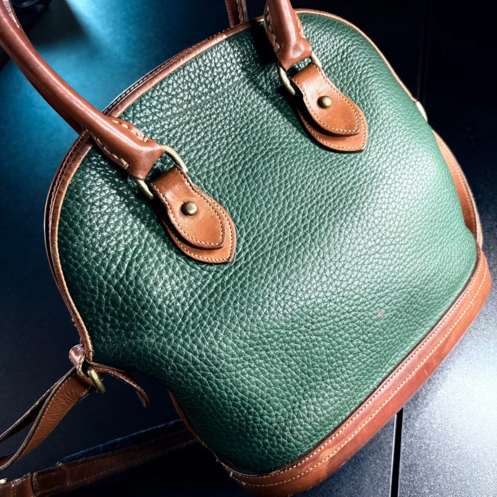 vintage Dooney & Bourke AWL Norfolk bag In green crossbody satchel leather zip